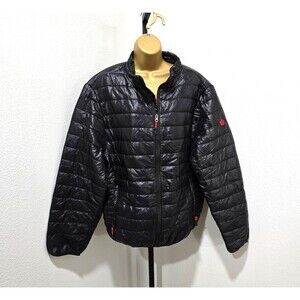 Quilted Thermal Lightweight Packable Puffer Jacket Mens XL Black Logo Insulated